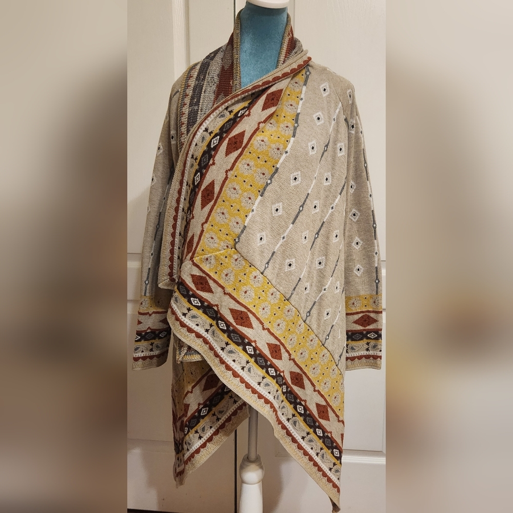 FreeDay Multicolor Patterned Open Front Sweater - image 3